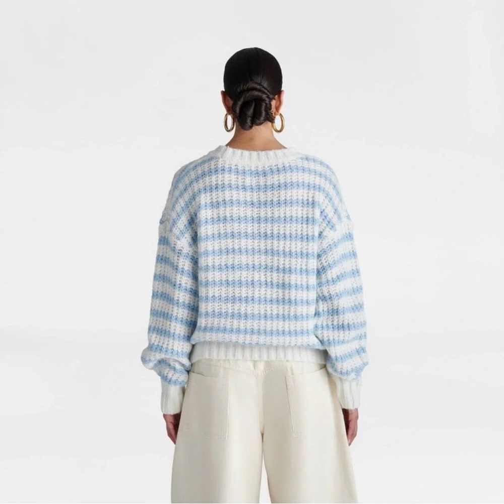 The Oversized Drop Shoulder Striped Crewneck Sweater KBB by Kahlana NWT szM - Picture 2 of 3